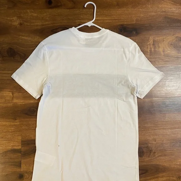 GUESS White Short Sleeve Tee with Black Chest Panel and Red Logo - Picture 3 of 4